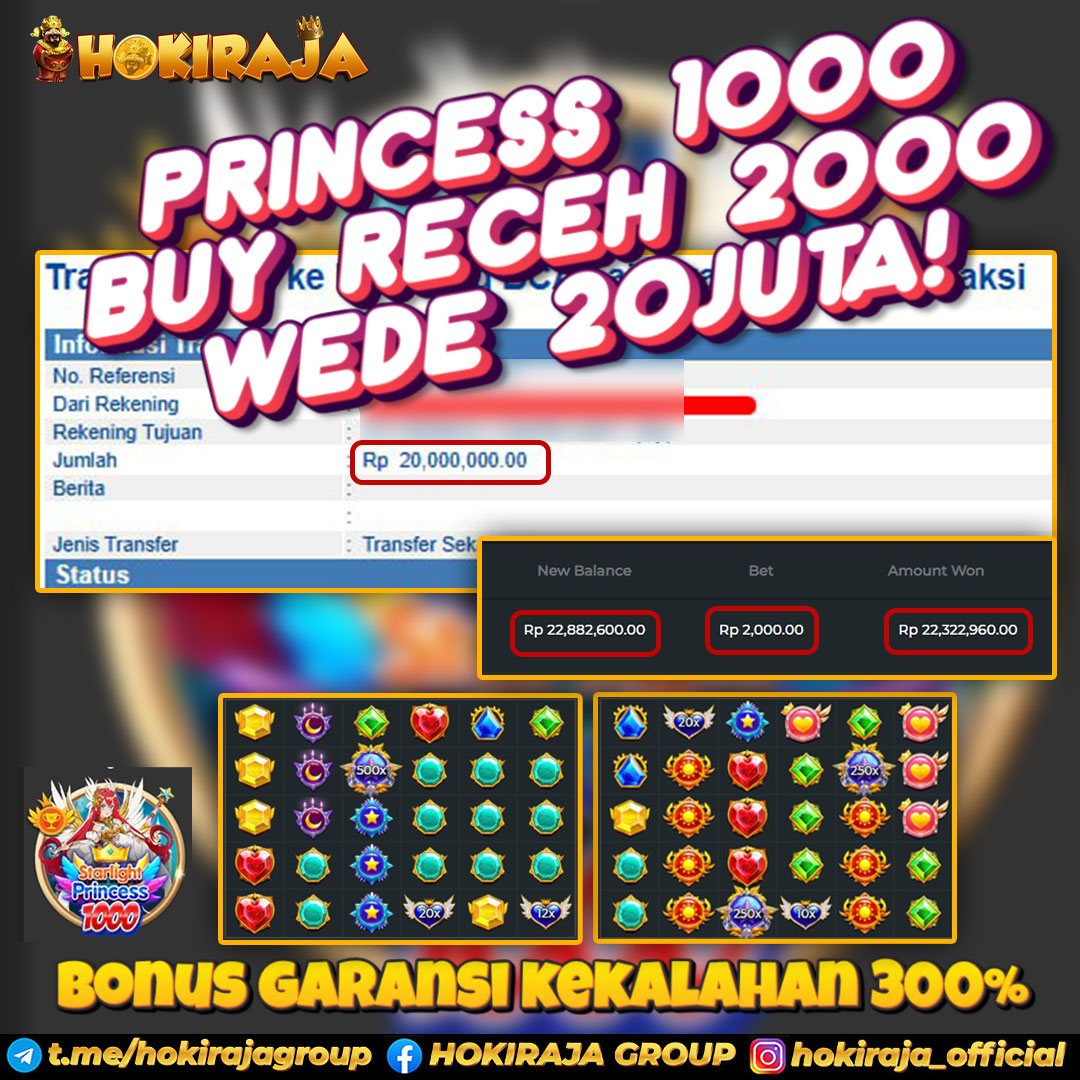 HOKIRAJA JACKPOT SLOT STARLIGHT PRINCESS 1000 RP 20.000.000 ID : OSU***