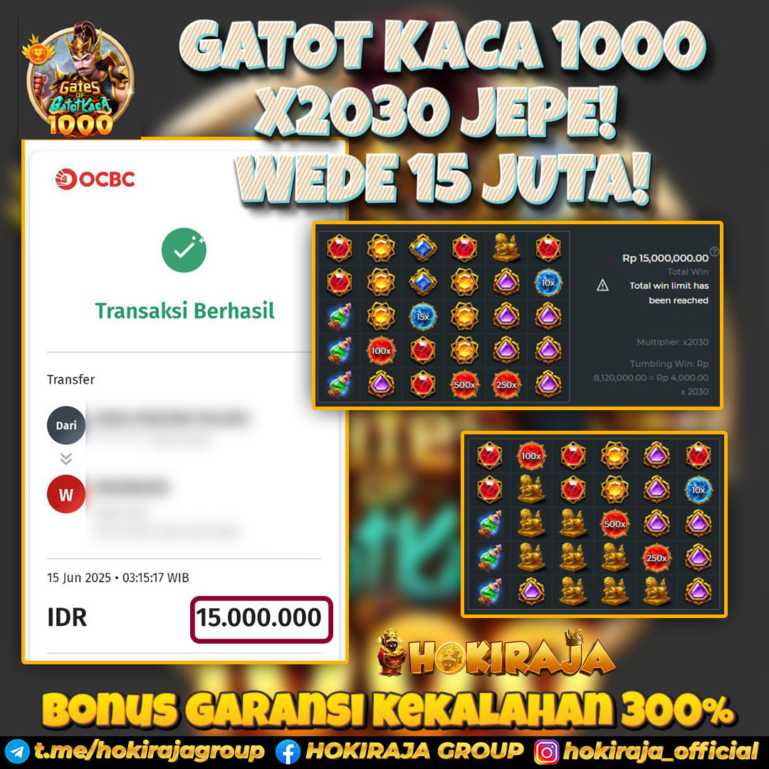 HOKIRAJA JACKPOT SLOT GATES OF GATOT KACA 1000  RP 15.000.000 ID : VIK***