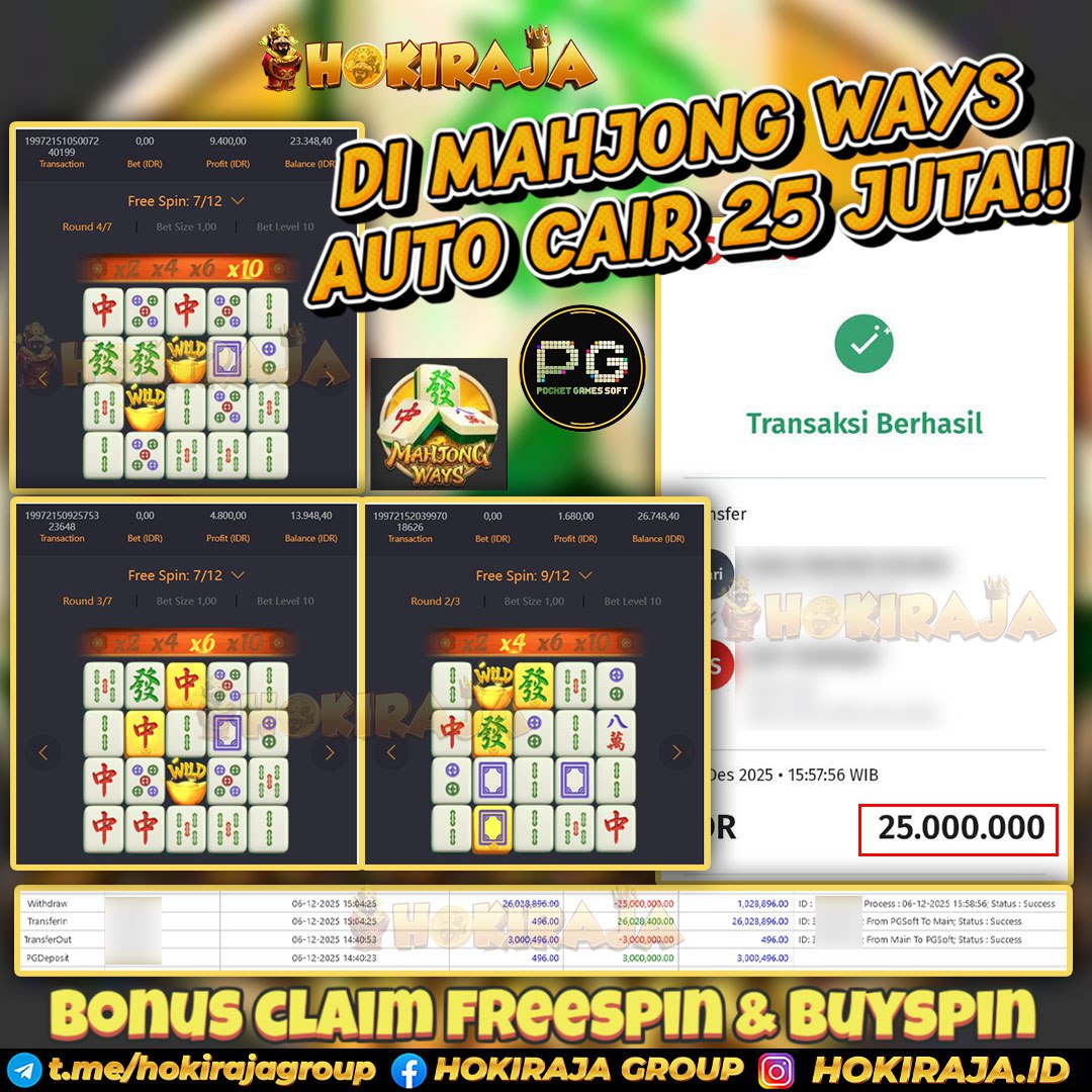 HOKIRAJA JACKPOT SLOT MAHJONG WAYS RP 25.000.000 ID : NOT***